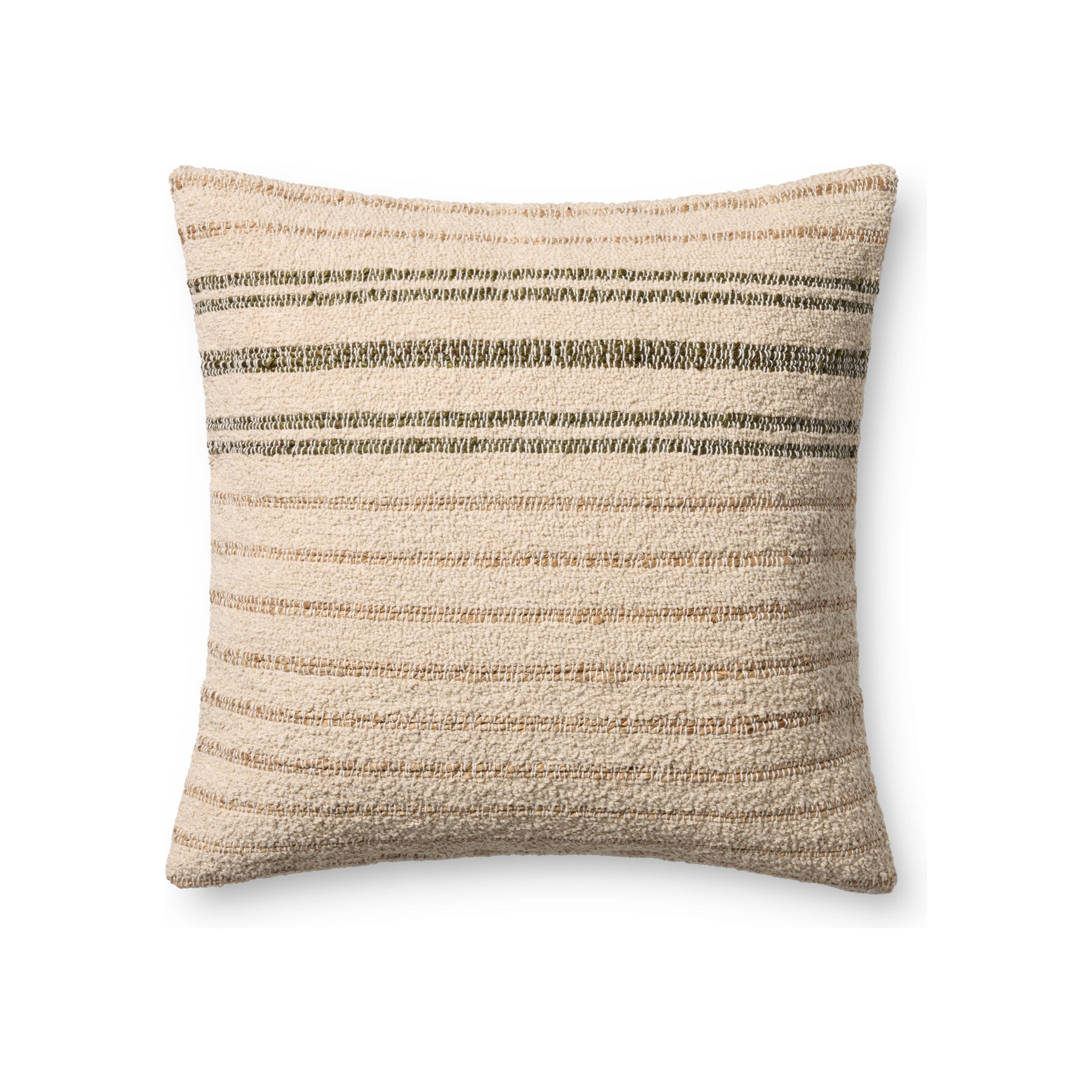 Amber Lewis x Loloi Atley Pillow, Natural / Olive 22x22 Cover Only