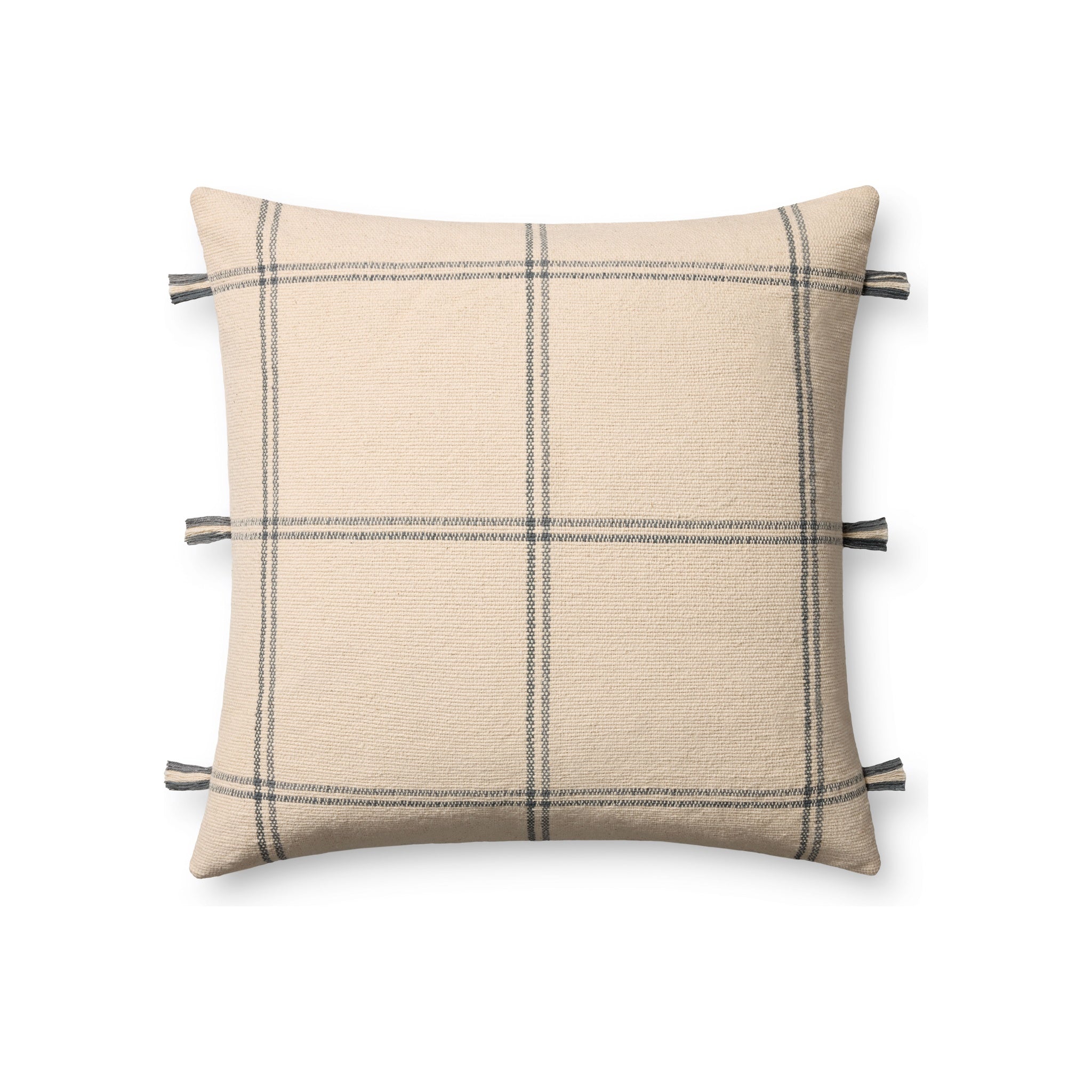Amber Lewis x Loloi Lainey Pillow, Natural / Blue 24" x 24" Cover Only