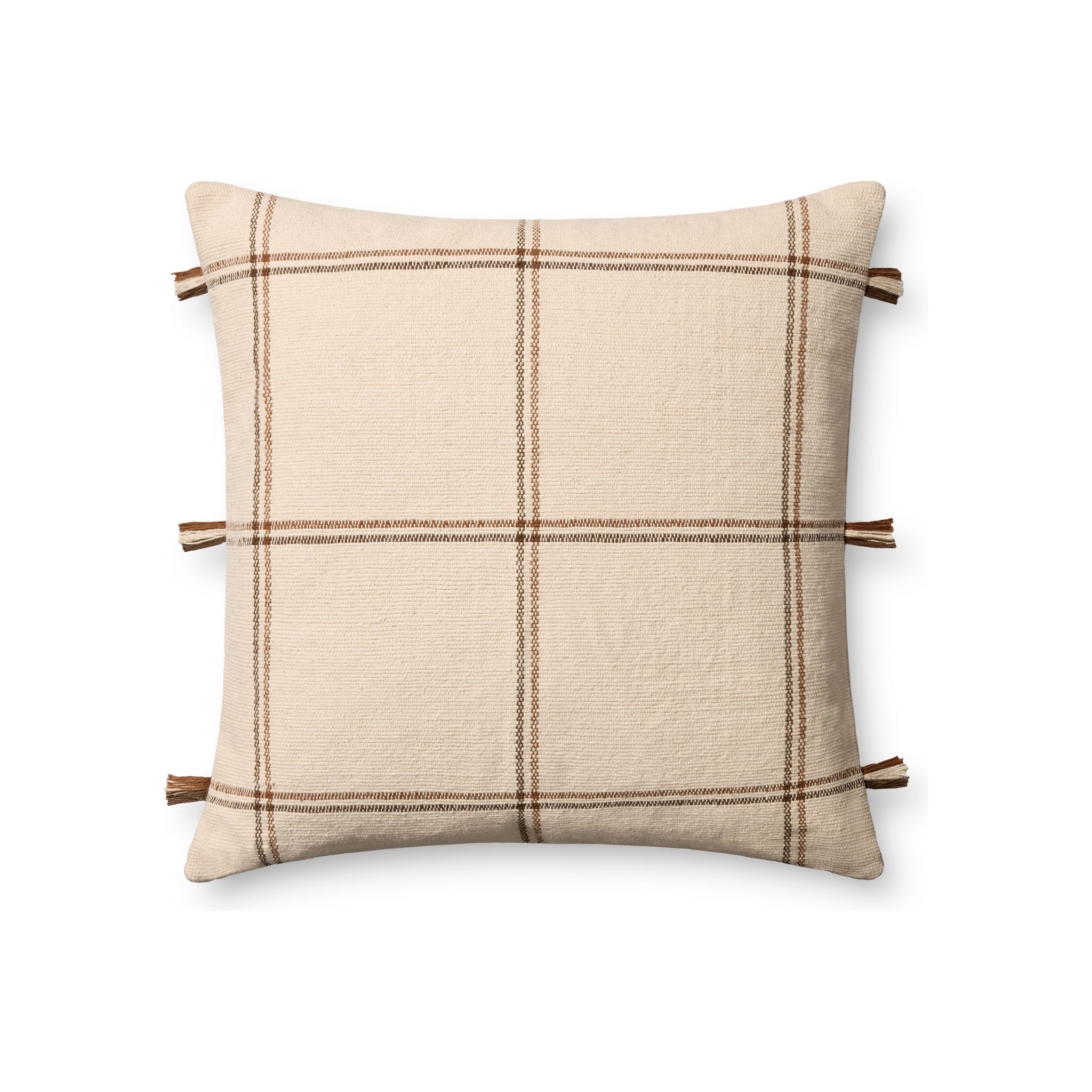 Amber Lewis x Loloi Lainey Pillow, Natural / Brown 24" x 24" Cover Only