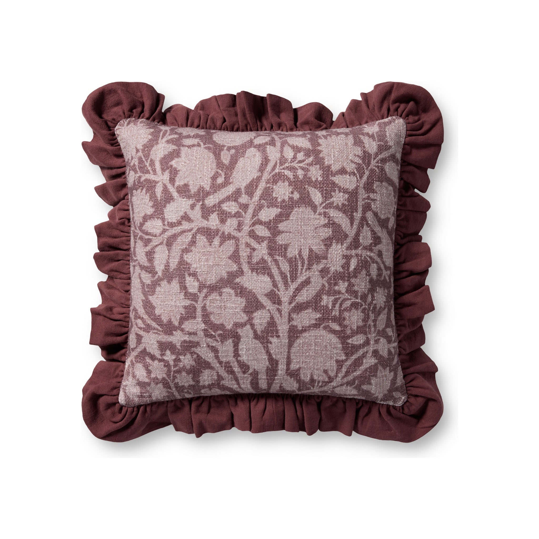 Chris Loves Julia x Loloi Kathleen Pillow, Wine 18x18 Cover Only