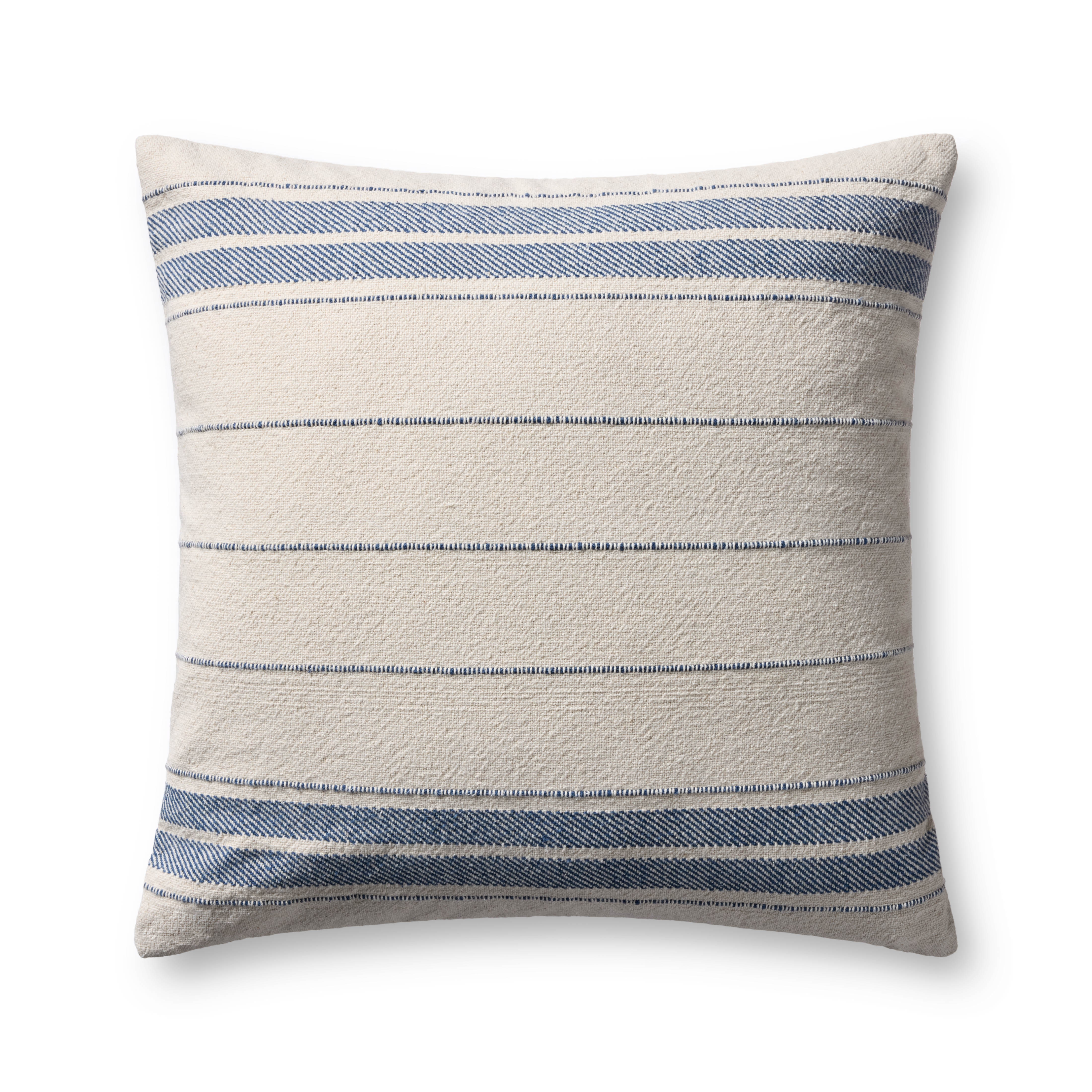 Magnolia Home by Joanna Gaines x Loloi Selena Natural / Blue Pillow, 22x22 Cover Only