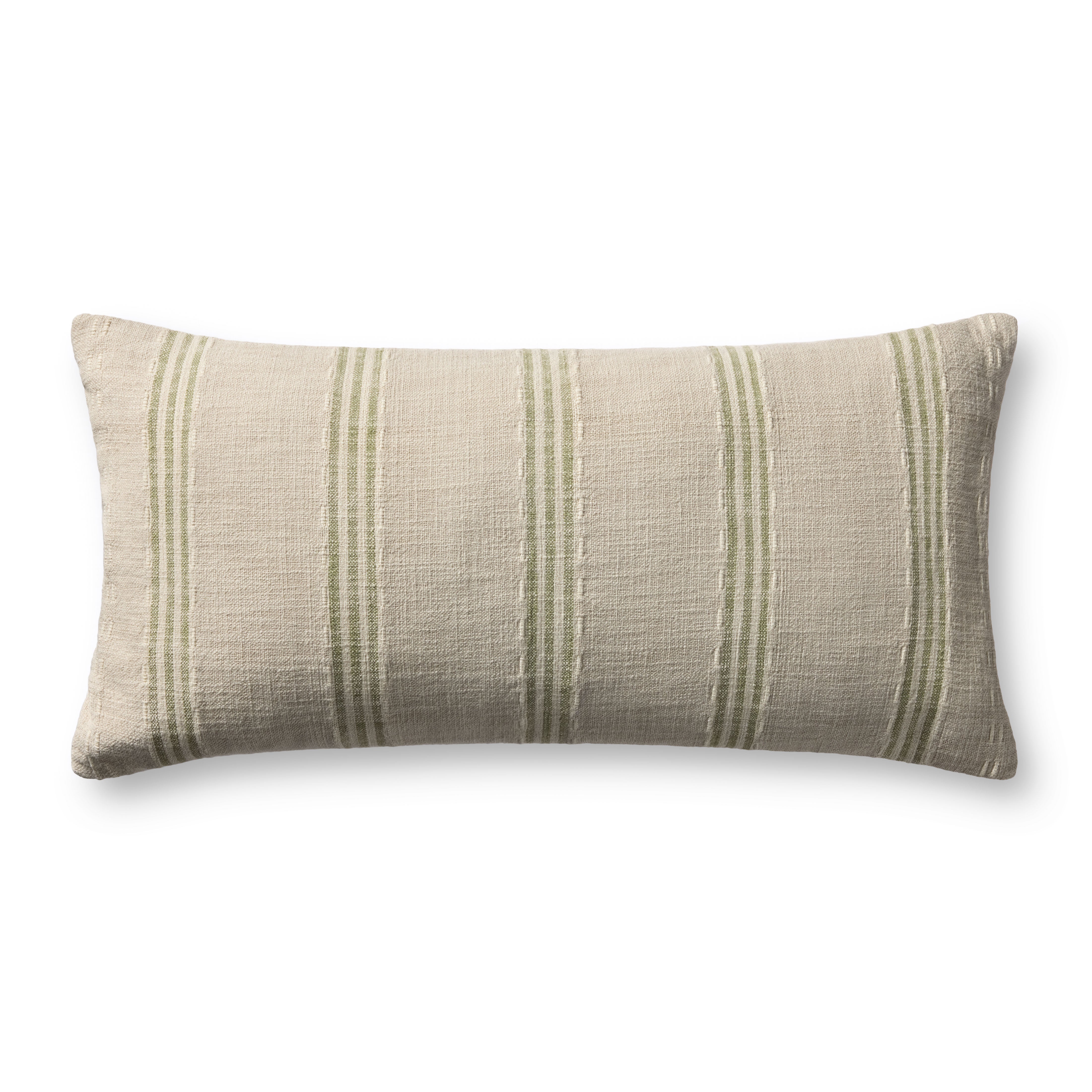 Magnolia Home by Joanna Gaines x Loloi Lincoln Natural / Green Pillow, Cover Only