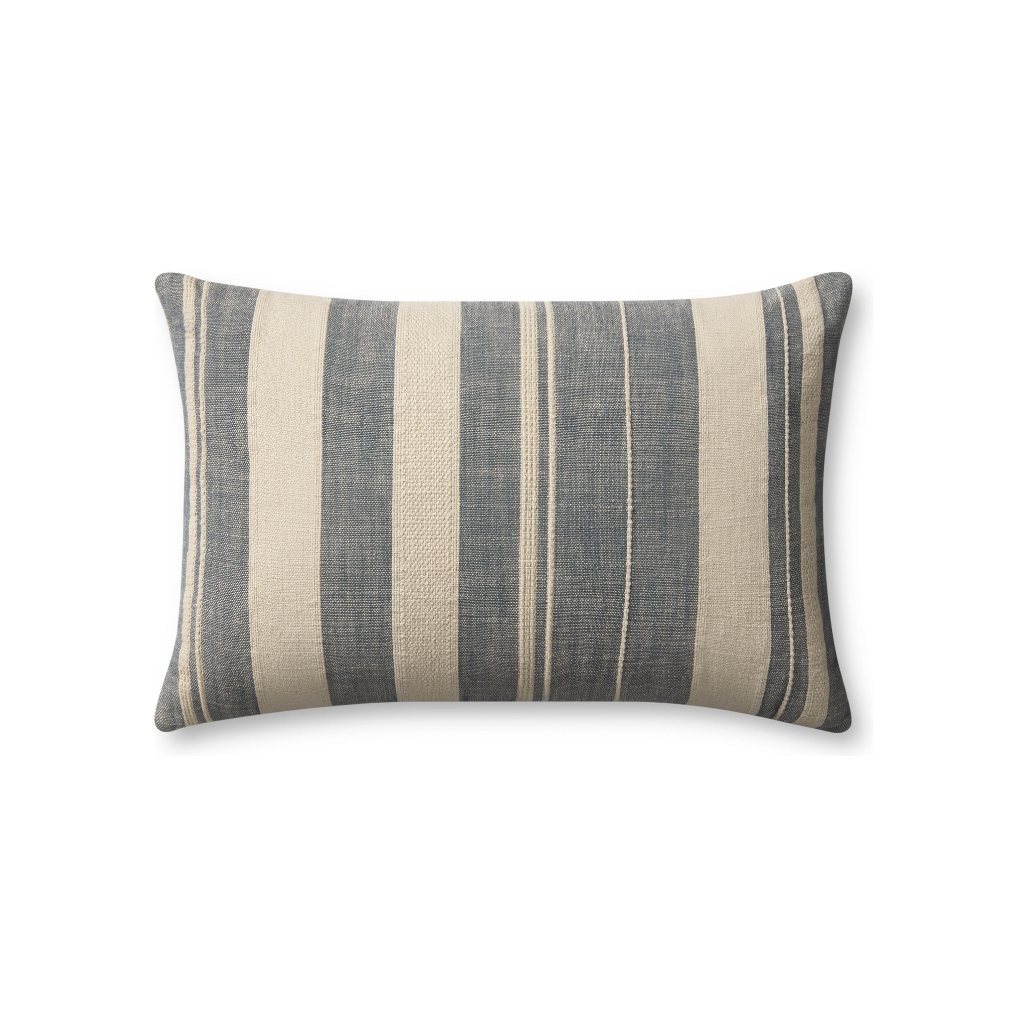 Angela Rose x Loloi Mia Pillow, Ivory / Denim 13" x 21" Cover Only