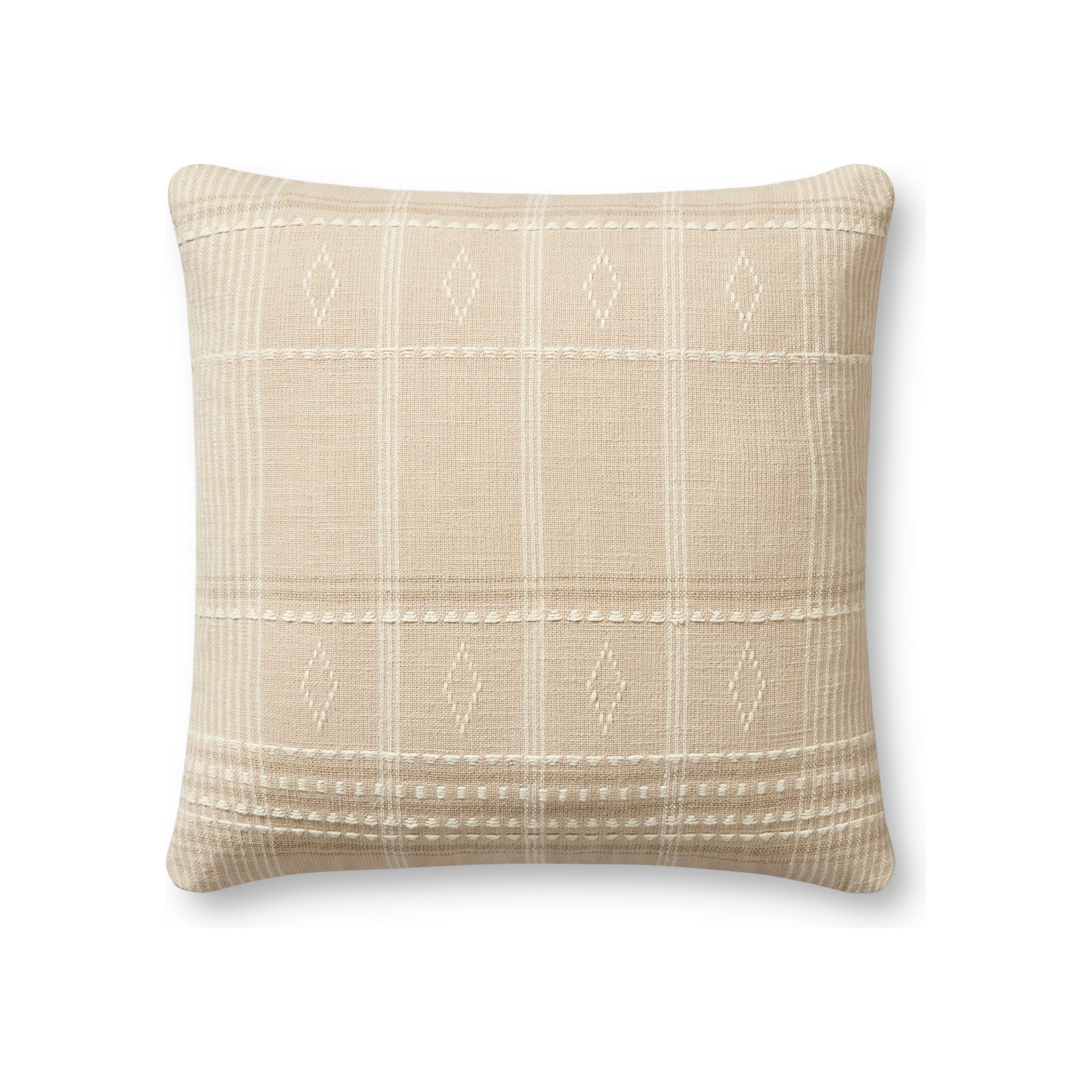 Angela Rose x Loloi Lina Pillow, Beige / Ivory 18" x 18" Cover Only