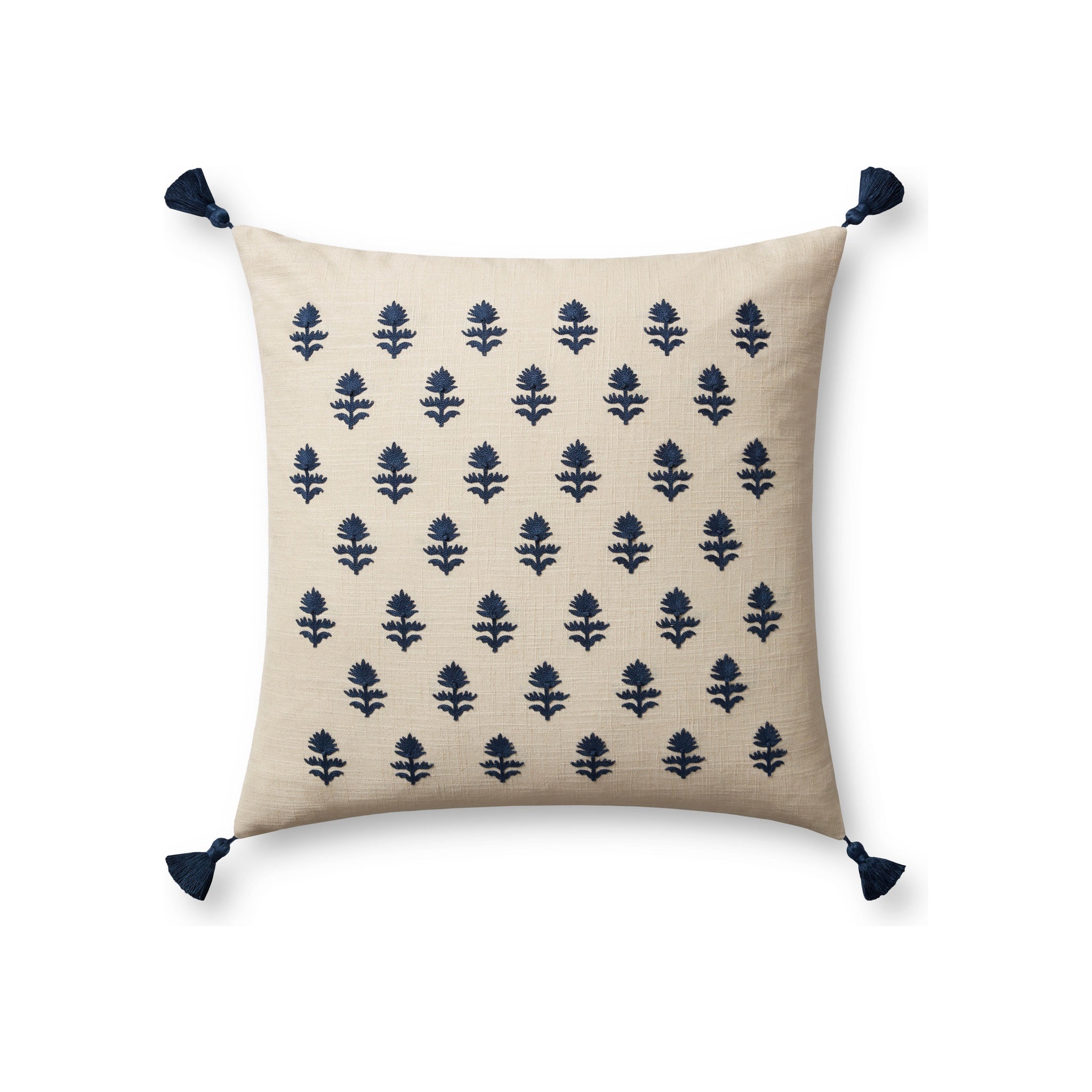 Magnolia Home by Joanna Gaines x Loloi Addison Pillow, Beige / Navy 22" x 22" Cover Only