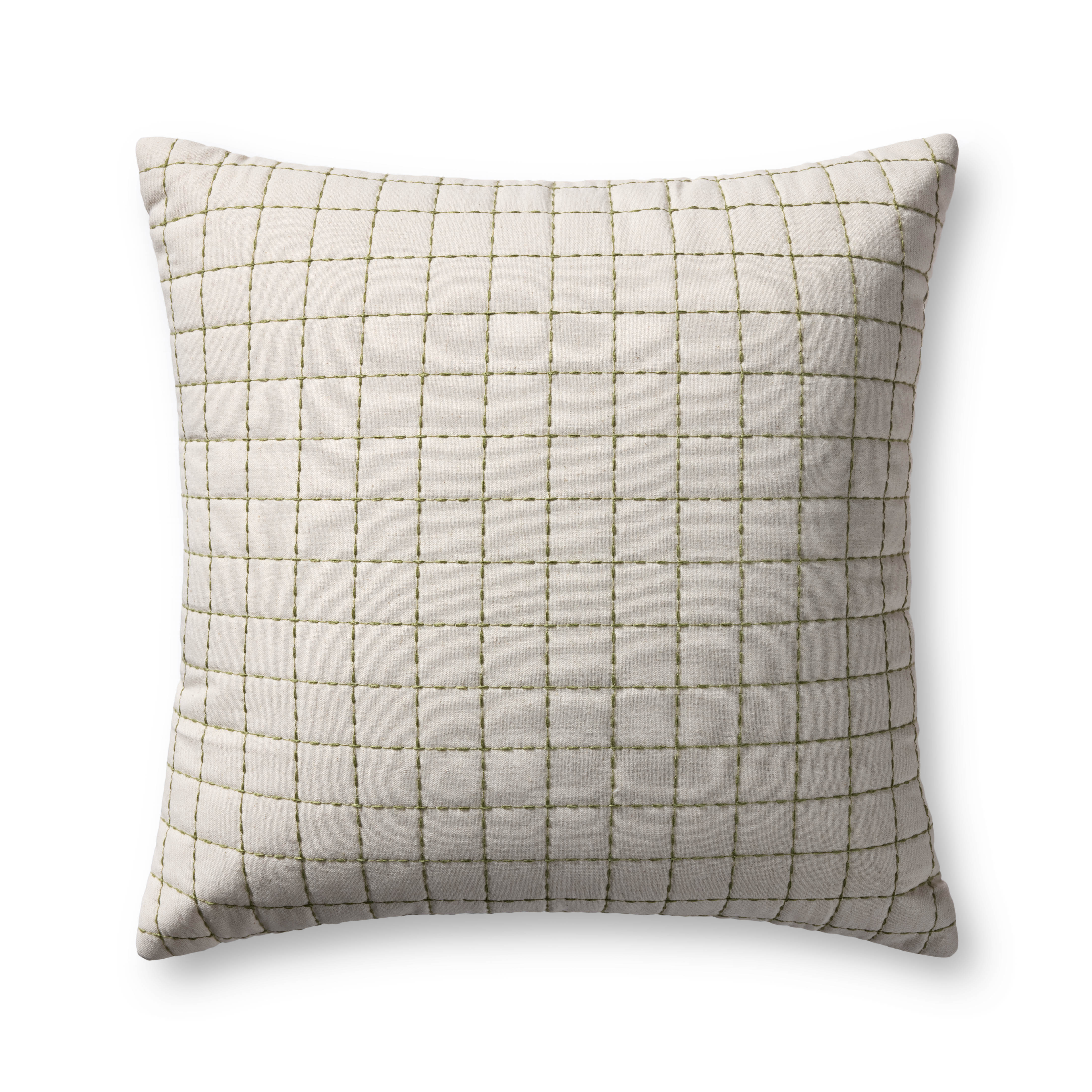 Magnolia Home by Joanna Gaines x Loloi Hattie Natural / Green Pillow, Cover Only