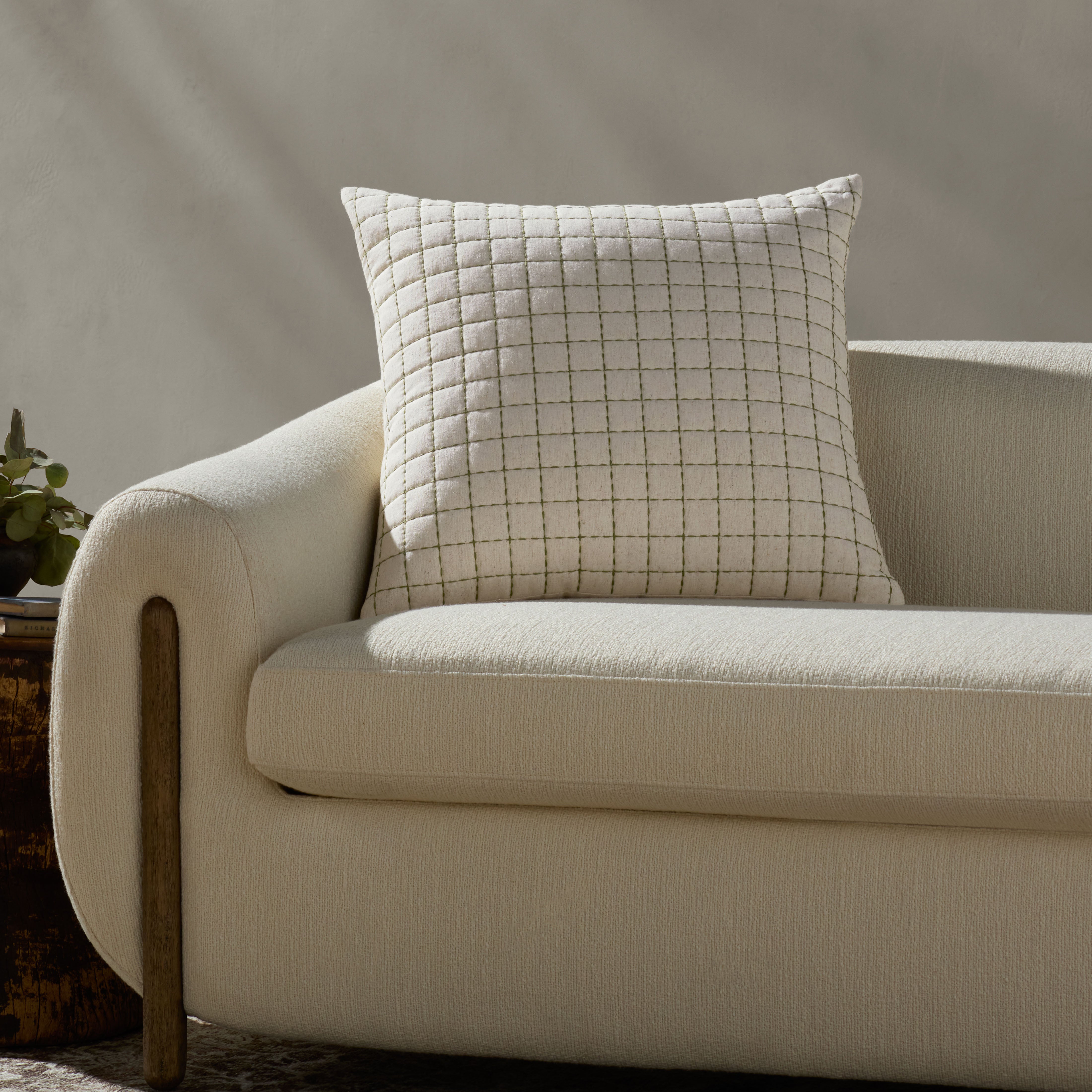 Magnolia Home by Joanna Gaines x Loloi Hattie Natural / Green Pillow