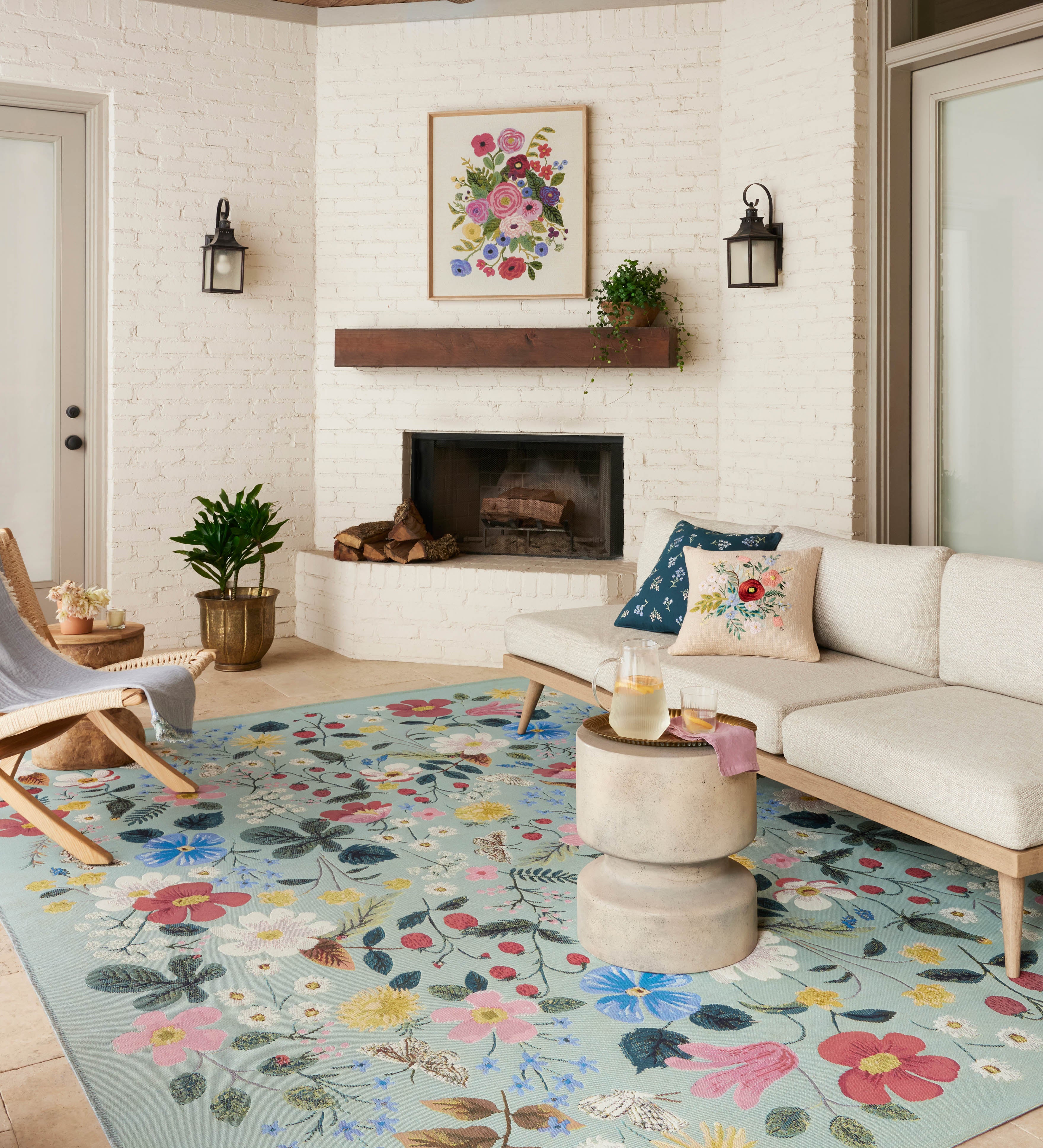 Rifle Paper Co. x Loloi Perennial Strawberry Fields Mint Rug – view 2