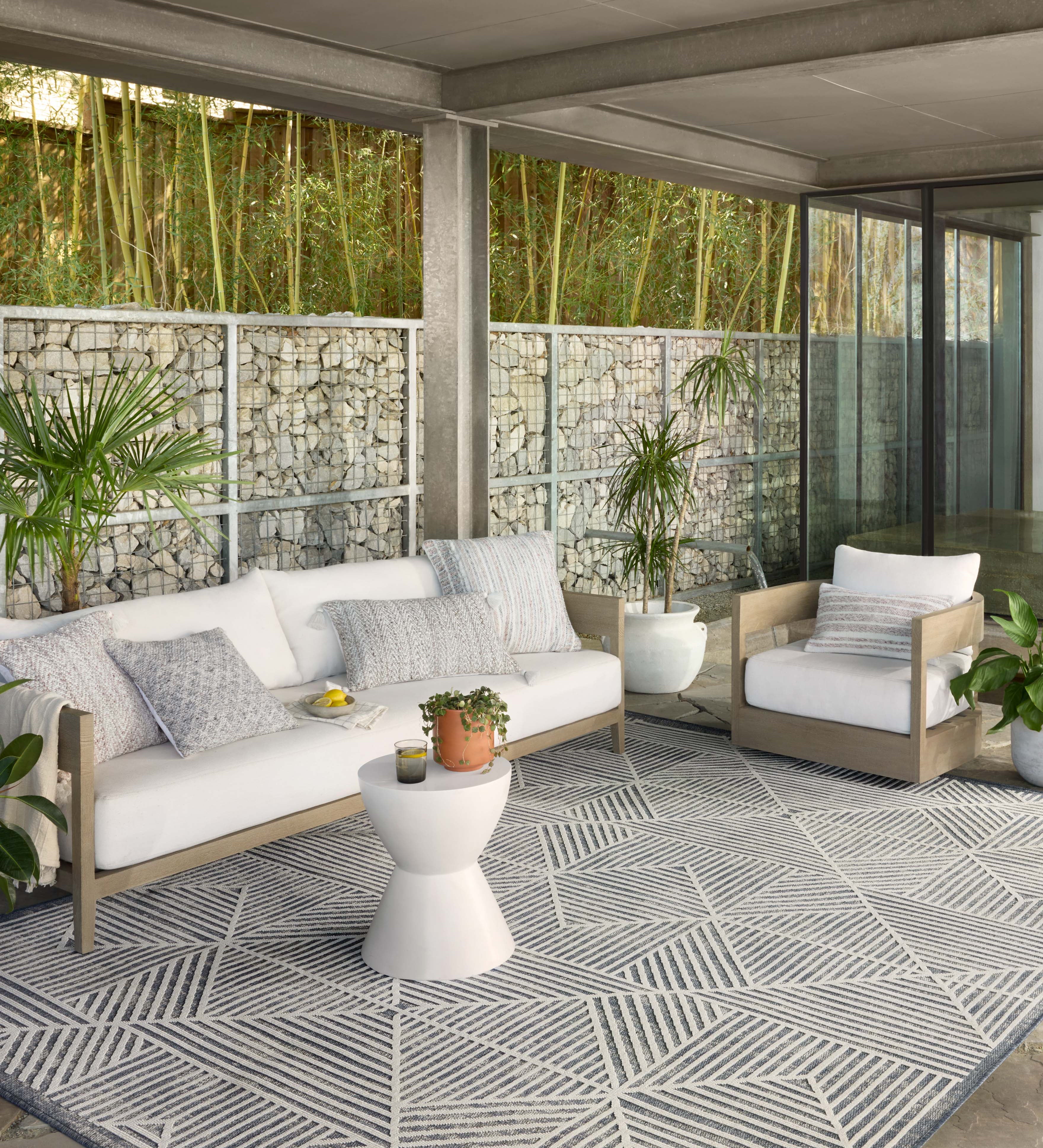 Loloi Rainier Denim / Ivory Rug No.1 RUGS - synthetic Loloi