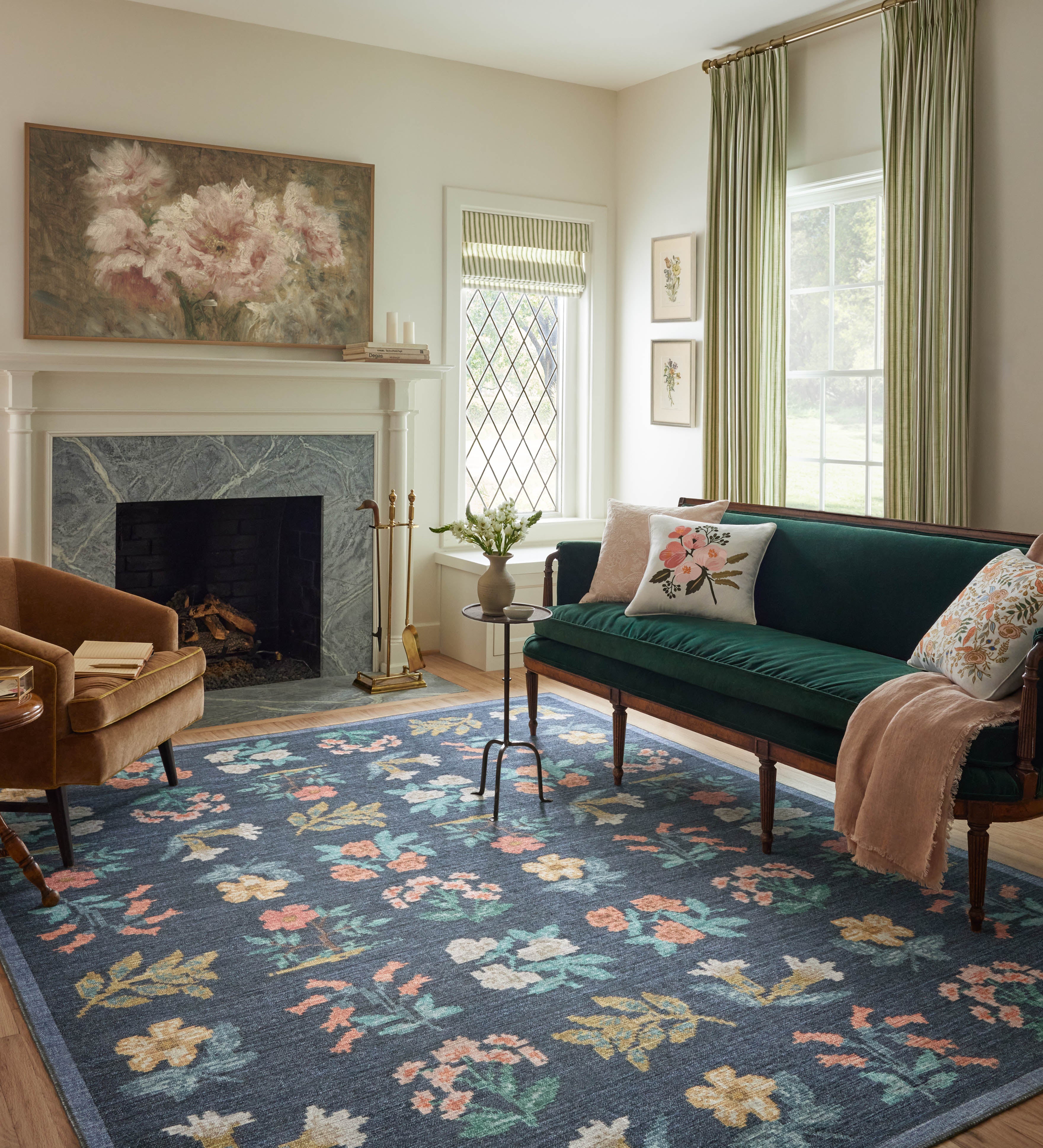 Rifle Paper Co. x Loloi Rosa Navy Rug RUGS - synthetic Loloi