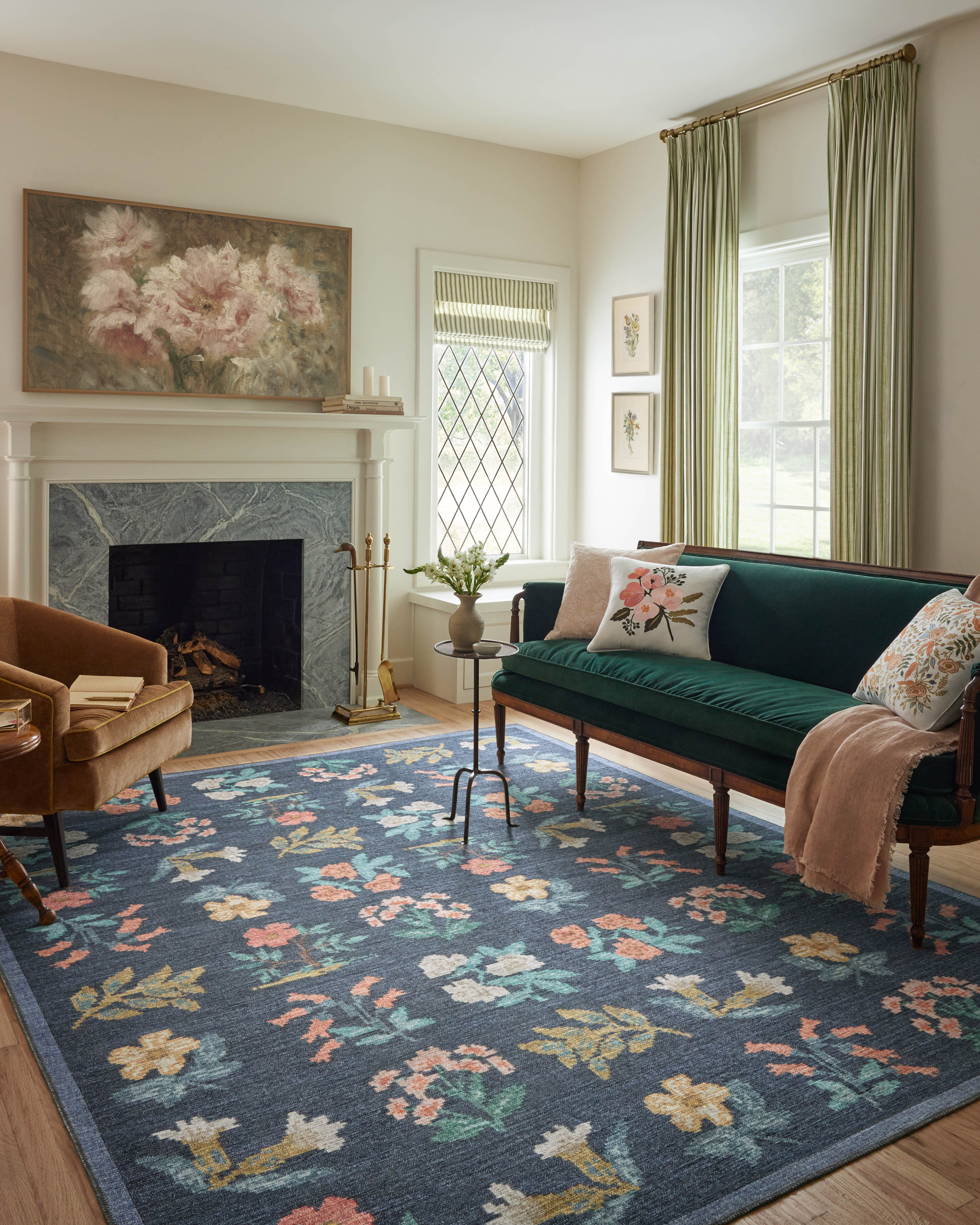 Rifle Paper Co. x Loloi Rosa Hawthorne Navy Rug 0-RUGS-patterned Loloi
