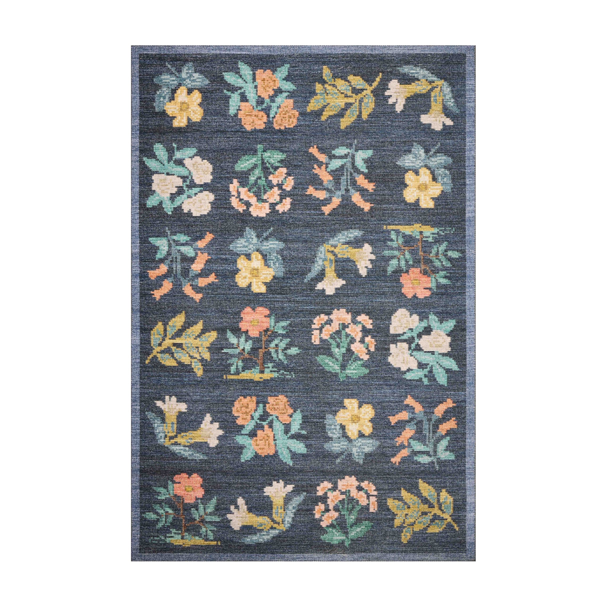 Rifle Paper Co. x Loloi Rosa Navy Sample Rug RUGS - synthetic Loloi 18" x 18"