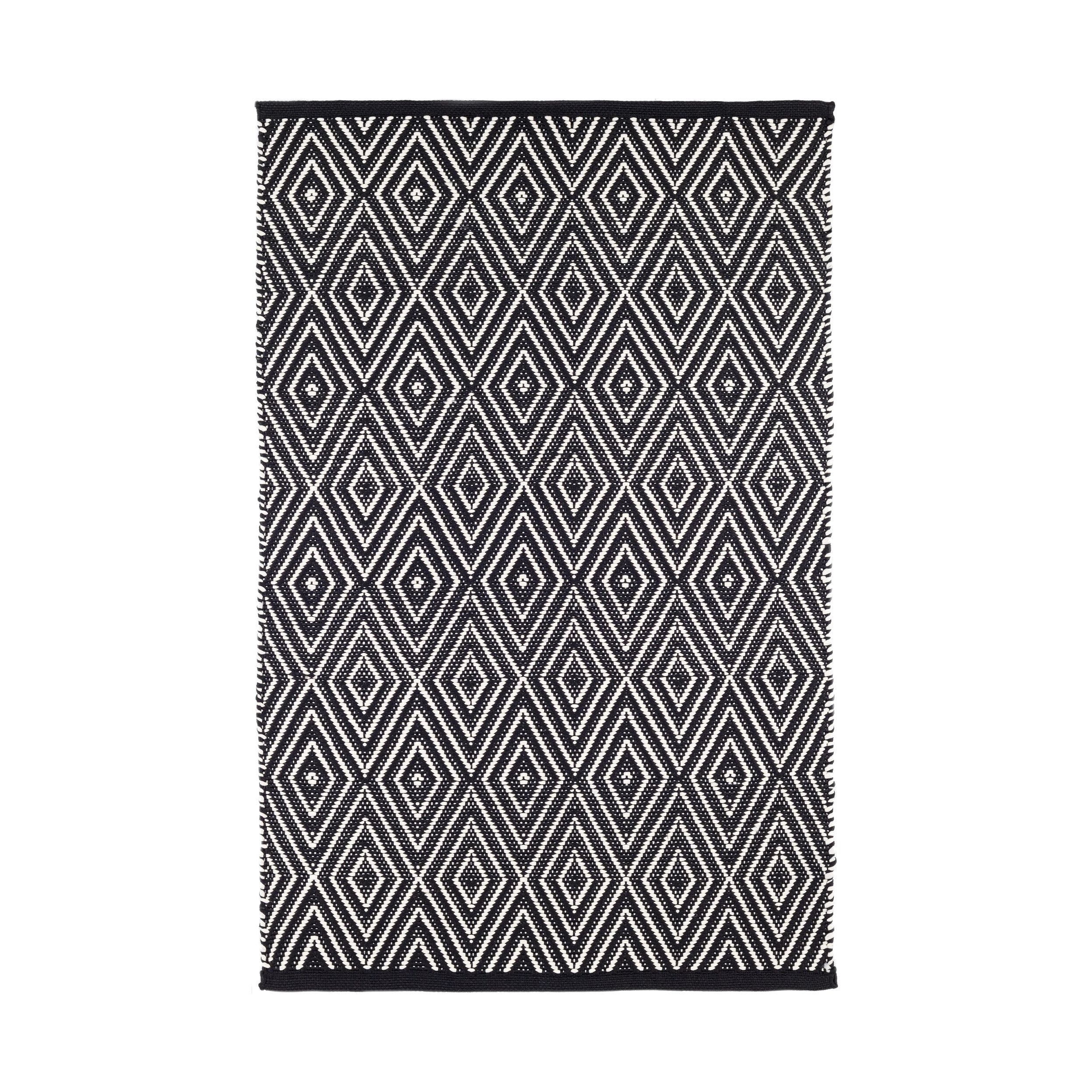 Diamond Handwoven Indoor/Outdoor Rug Dash & Albert Black/Ivory 2' x 3'