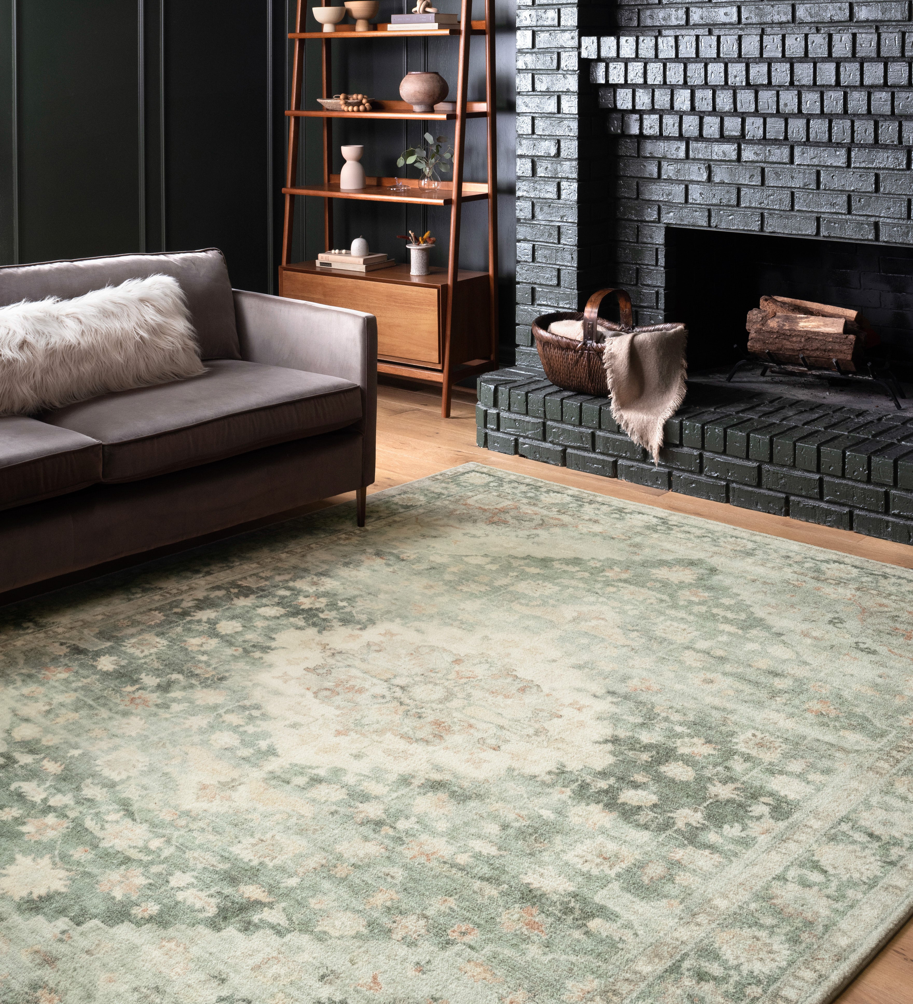 Loloi Rosette Teal / Ivory Rug RUGS - synthetic Loloi