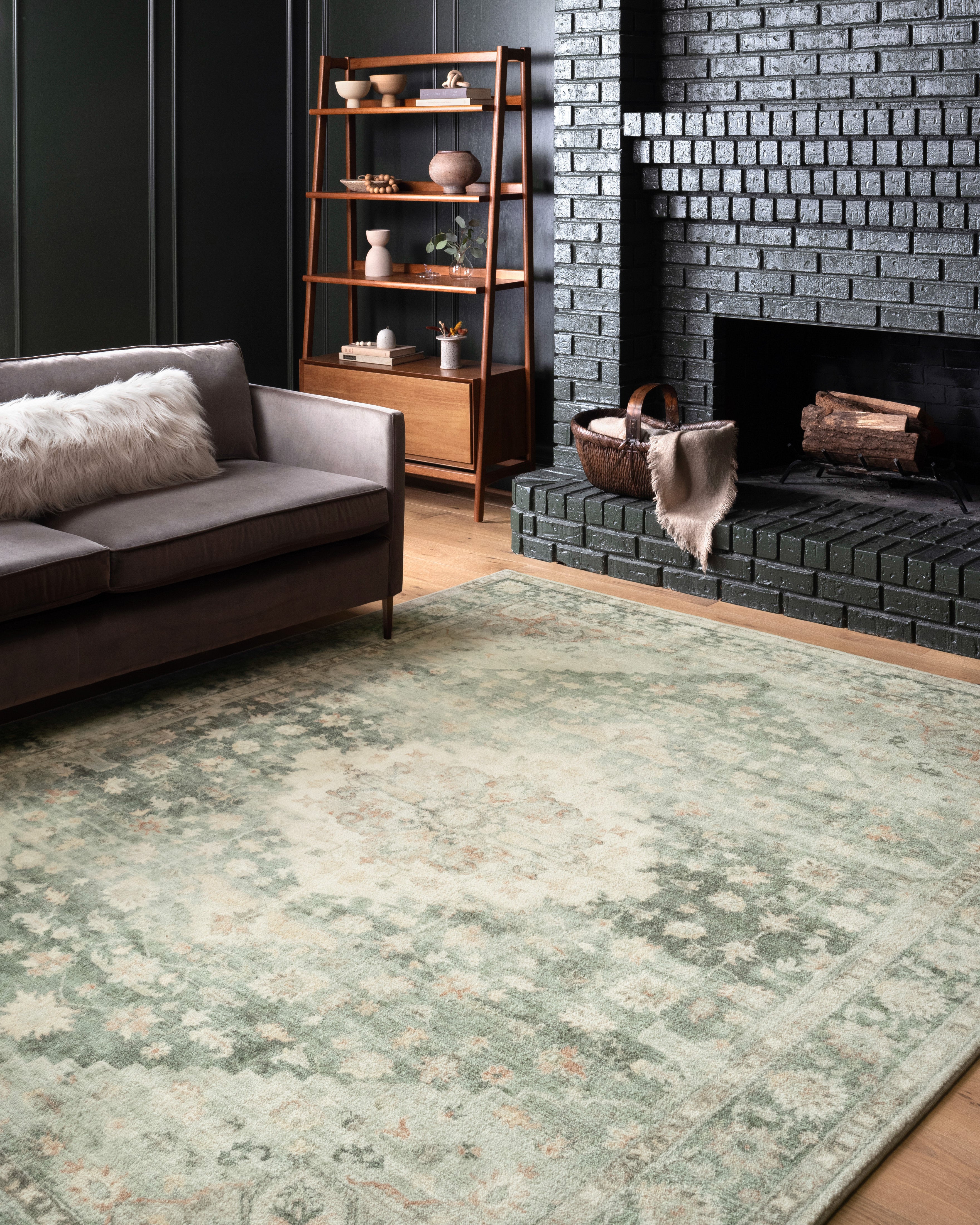 Loloi Rosette Teal / Ivory Rug RUGS - synthetic Loloi