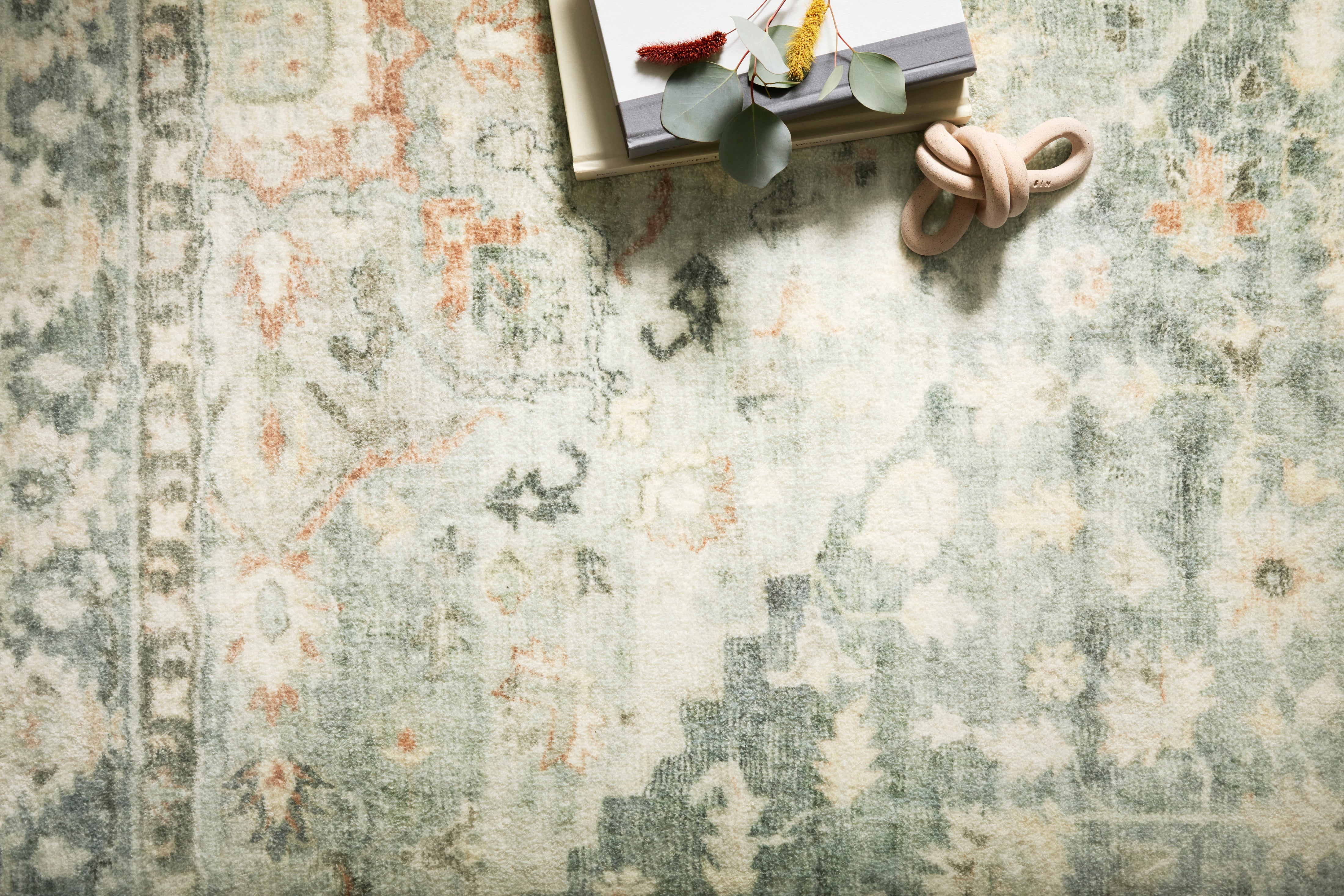 Loloi Rosette Teal / Ivory Rug RUGS - synthetic Loloi