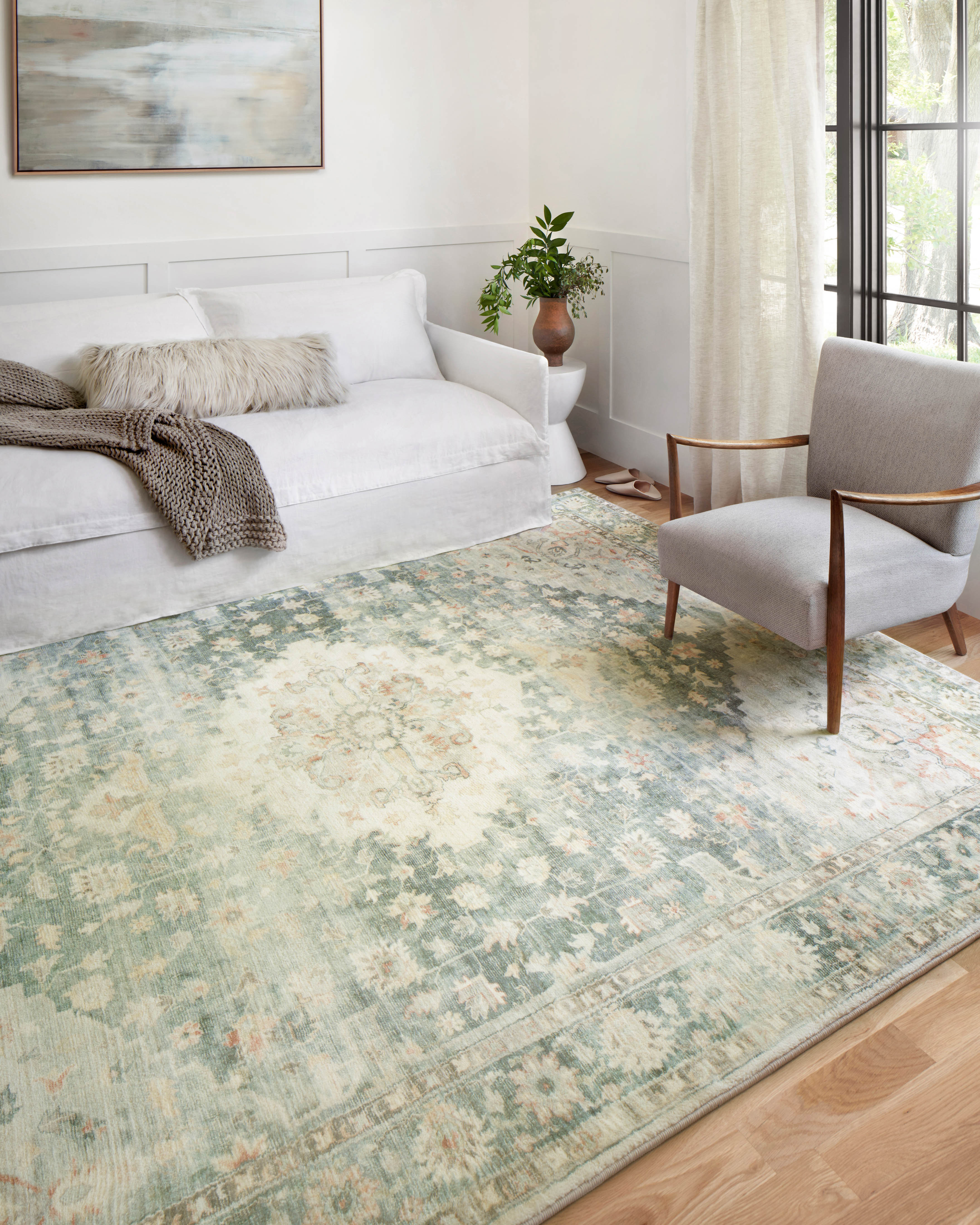 Loloi Rosette Teal / Ivory Rug RUGS - synthetic Loloi
