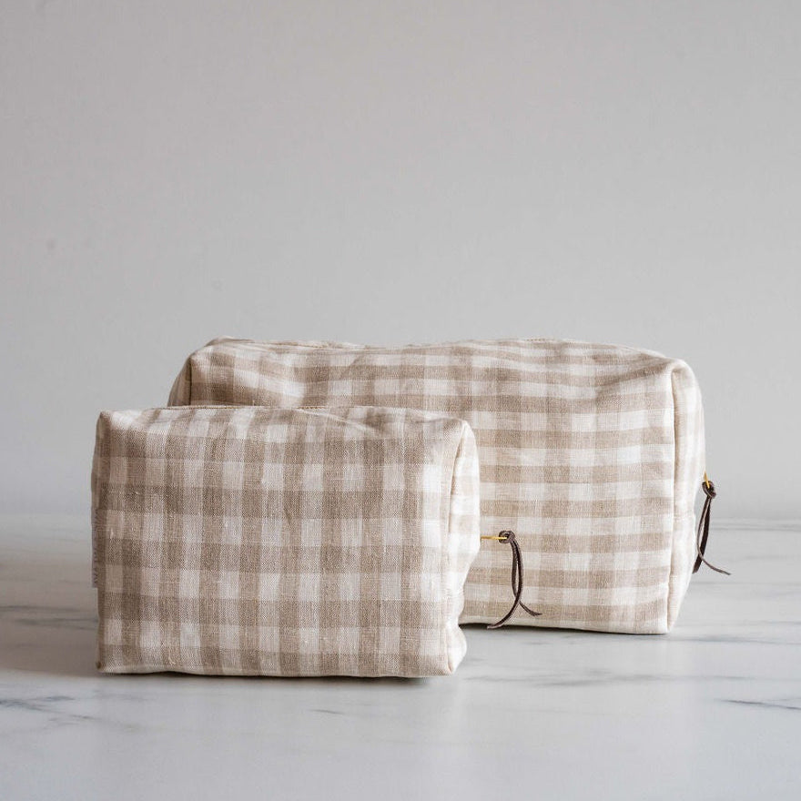 Rug & Weave made Gingham Linen Bag Toiletry Bag Rug & Weave