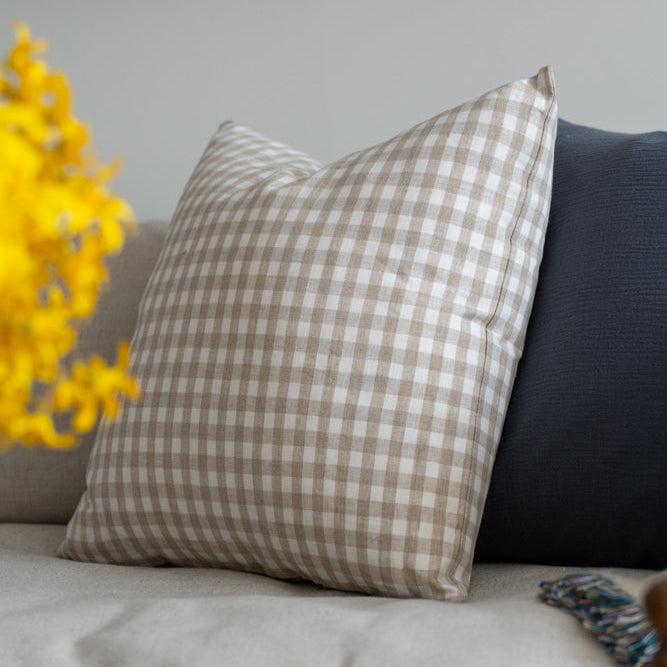 Gingham Linen Pillow Cover 1 - PILLOWS - linen - neutral Rug & Weave Pillows