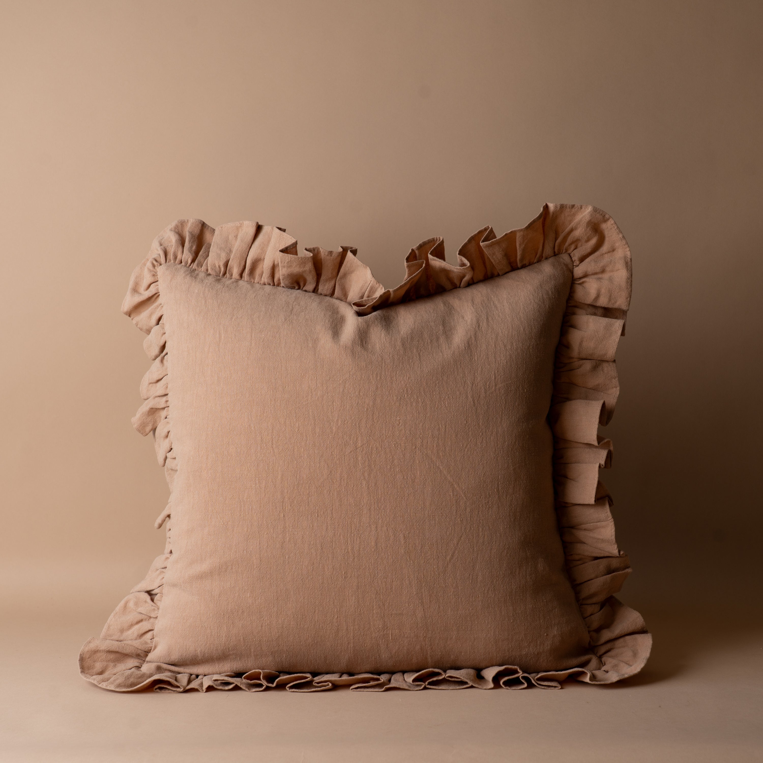 Latte Ruffle Pillow Cover 1 - PILLOWS - Linen - neutral Rug & Weave Pillows