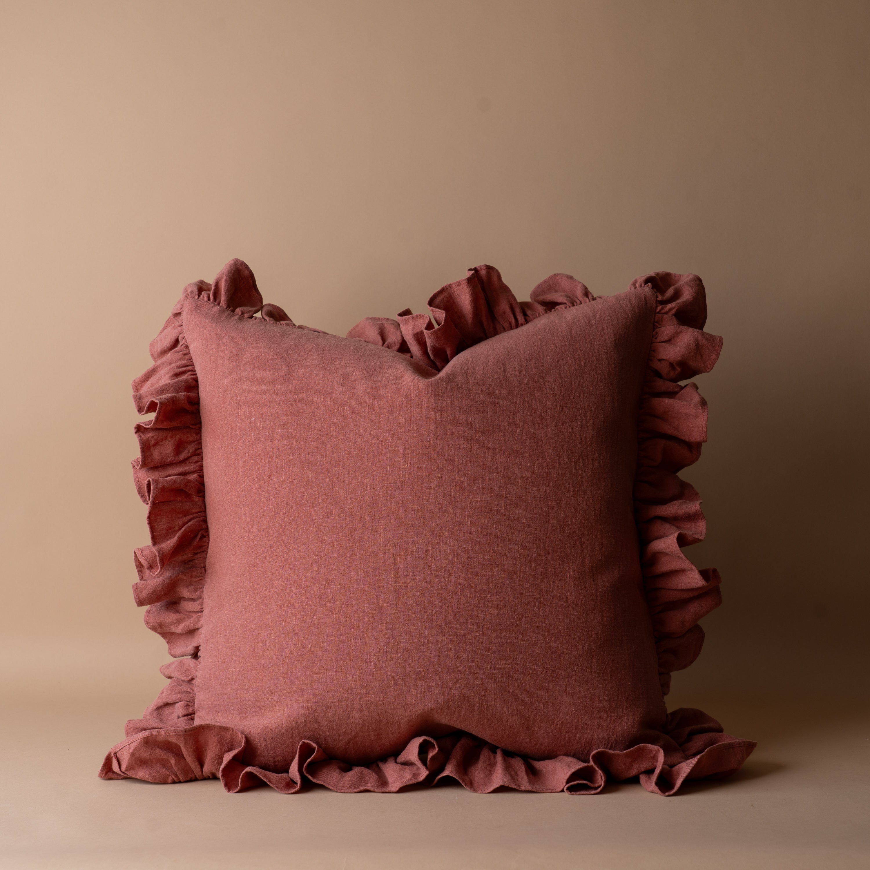 Rosewood Ruffle Pillow Cover 2 - PILLOWS - Linen - warm Rug & Weave Pillows
