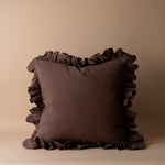Espresso Ruffle Pillow Cover 2 - PILLOWS - Linen - warm Rug & Weave Pillows