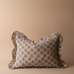 Sadie Block Print Ruffle Pillow Cover 1 - PILLOWS - Block print - neutral ORNA HOUSE