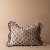 Sadie Block Print Ruffle Pillow Cover 1 - PILLOWS - Block print - neutral ORNA HOUSE