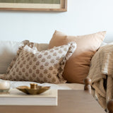 Sadie Block Print Ruffle Pillow Cover 1 - PILLOWS - Block print - neutral ORNA HOUSE