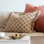Sadie Block Print Ruffle Pillow Cover 1 - PILLOWS - Block print - neutral ORNA HOUSE