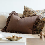 Espresso Ruffle Pillow Cover 2 - PILLOWS - Linen - warm Rug & Weave Pillows