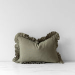 Sage Linen Ruffle Pillow Cover 3 - PILLOWS - linen - cool Rug & Weave Pillows