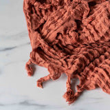 Clay Tassel Waffle Blanket-Rug & Weave