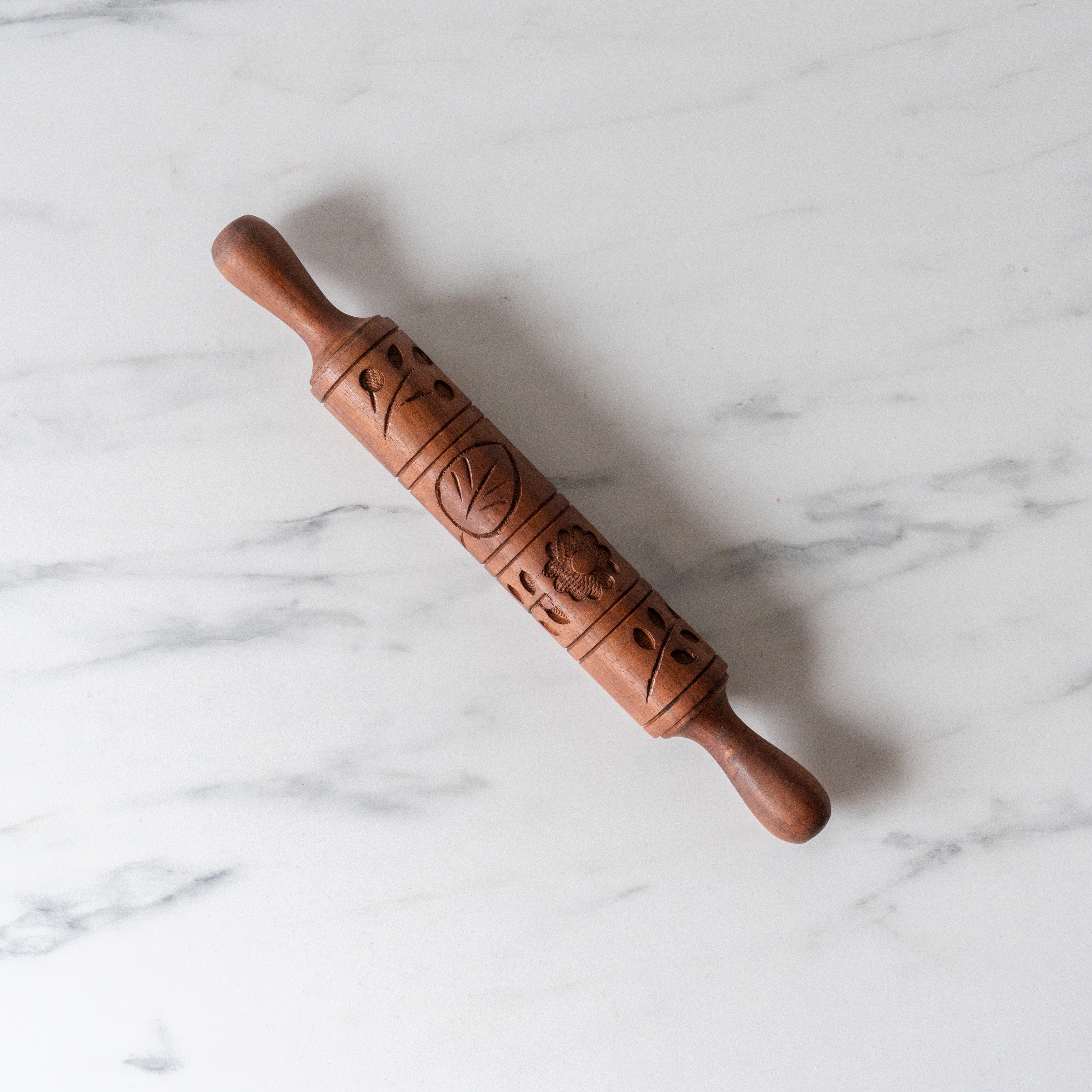 Hand-Carved Decorative Rolling Pins rolling pin Creative Co-op (DYA) Botanical Carving