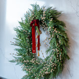 White Plum Berry Cypress Wreath CHRISTMAS 2026 Luxe B Co (Faire)
