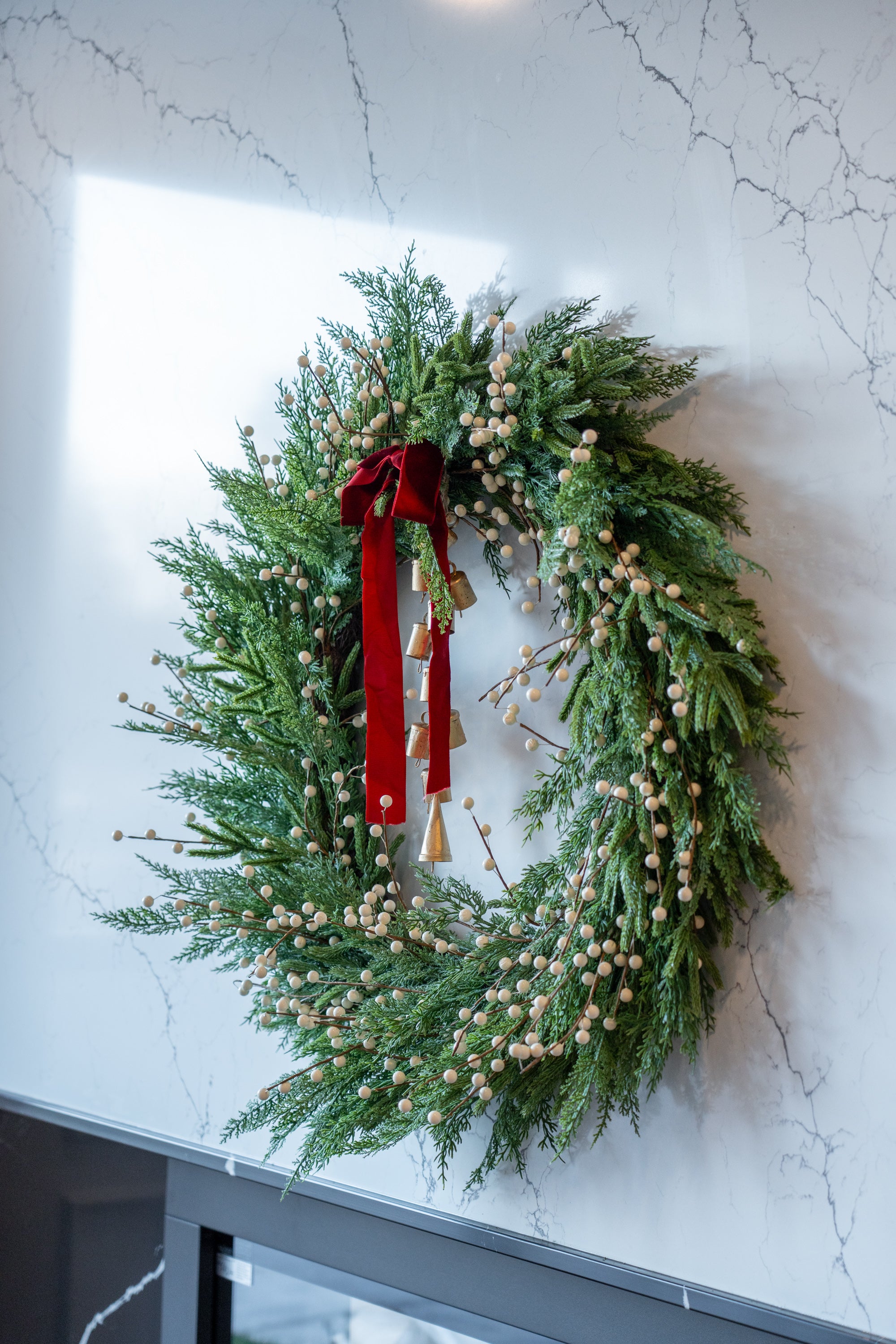 White Plum Berry Cypress Wreath CHRISTMAS 2026 Luxe B Co (Faire)