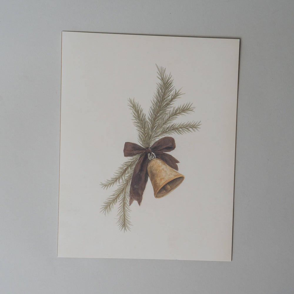 Holiday Bell Vintage Art Print ARTWORK - print Pink Lemon Decor (Faire) 11" x 14"