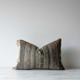 Charcoal Tussar Fringe Pillow Cover