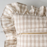 Gingham Ruffle Pillow Cover