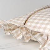 Gingham Ruffle Pillow Cover