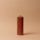 Rust Ribbed Pillar Candle