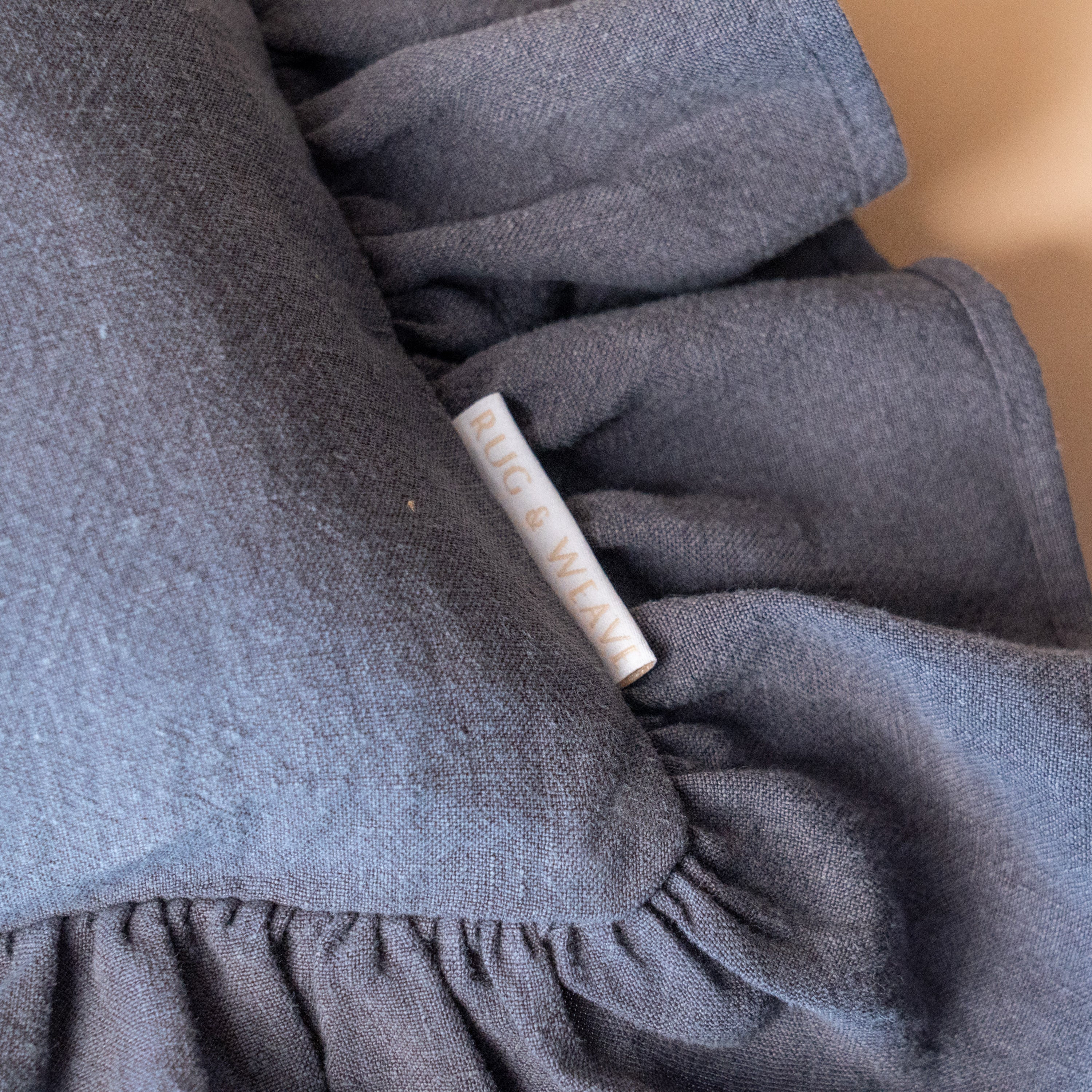 Charcoal Ruffle Pillow Cover 3 - PILLOWS - linen - cool Rug & Weave Pillows