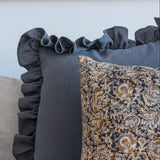 Charcoal Ruffle Pillow Cover 3 - PILLOWS - linen - cool Rug & Weave Pillows