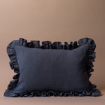 Charcoal Ruffle Pillow Cover 3 - PILLOWS - linen - cool Rug & Weave Pillows