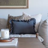 Charcoal Ruffle Pillow Cover 3 - PILLOWS - linen - cool Rug & Weave Pillows