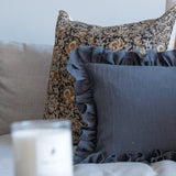 Charcoal Ruffle Pillow Cover 3 - PILLOWS - linen - cool Rug & Weave Pillows