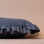 Charcoal Ruffle Pillow Cover 3 - PILLOWS - linen - cool Rug & Weave Pillows