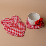 Gingham Heart Coaster Rug & weave