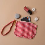 Gingham Ruffle Wrist Wallet Rug & weave