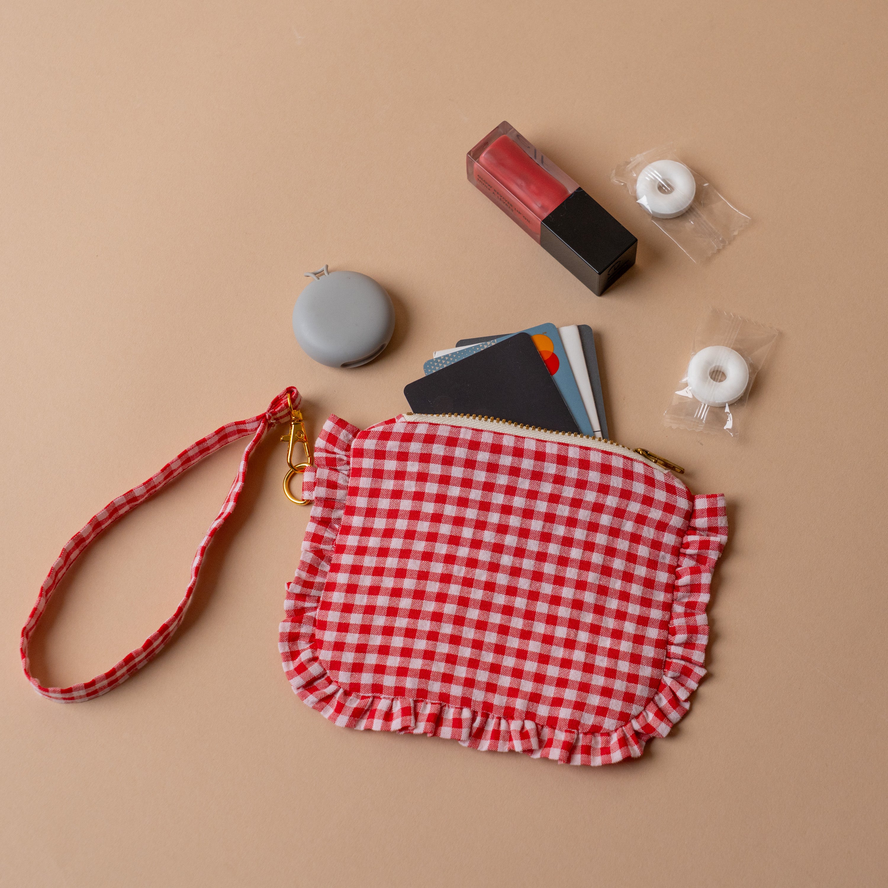 Gingham Ruffle Wrist Wallet – view 2